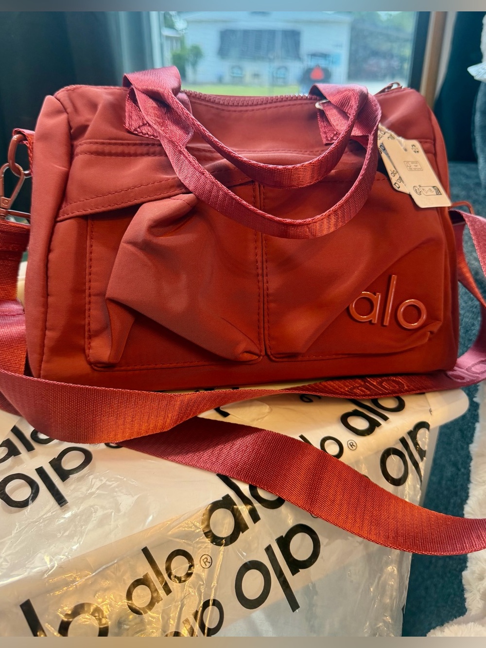 ALO Yoga Mini Tote in Deep Pink/Red